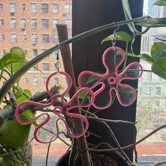 Pink Flower Earrings - Picture 1 of 1